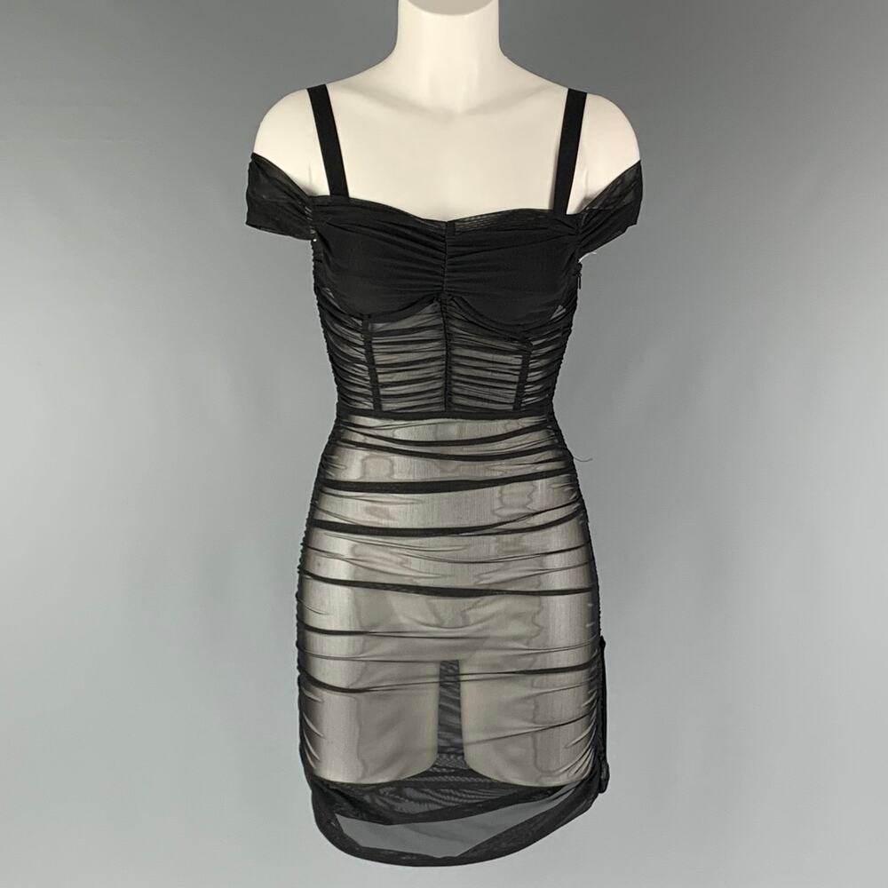 GUIZIO Size S Black Mesh Shift Dress